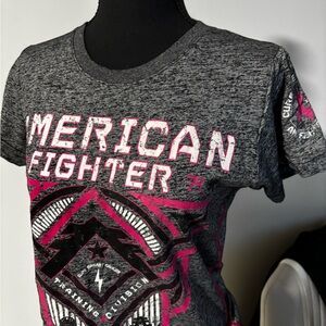American Fighter Gray and Pink Graphic Tee